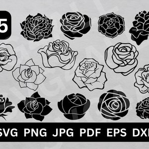Flower SVG, Flower PNG, Flower Bundle SVG Files, Flower Cut File, Flower Clipart, Flower Cricut, Flower Silhouette, Roses svg