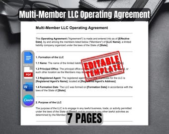 Multi-Member LLC Operating Agreement Template | Editable LLC Operating Contract