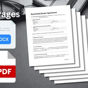 Real Estate Broker Independent Contractor Agreement | Printable Realtor ...