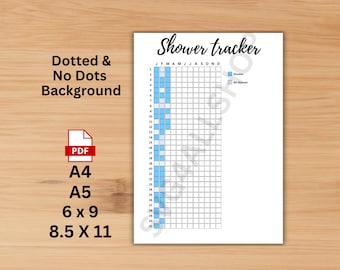 Shower Tracker Printable - Year in Pixels Tracker - Shower Tracker Journal Page - Shower Tracking Log - Daily Printable Shower Tracker