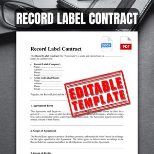 Plattenbeschriftungsvertrag Vorlage | Schallplatten-Vereinbarungsvorlage | Druckvorlage Vertrag | Bearbeitbare rechtliche Vereinbarung | Vertragsformular