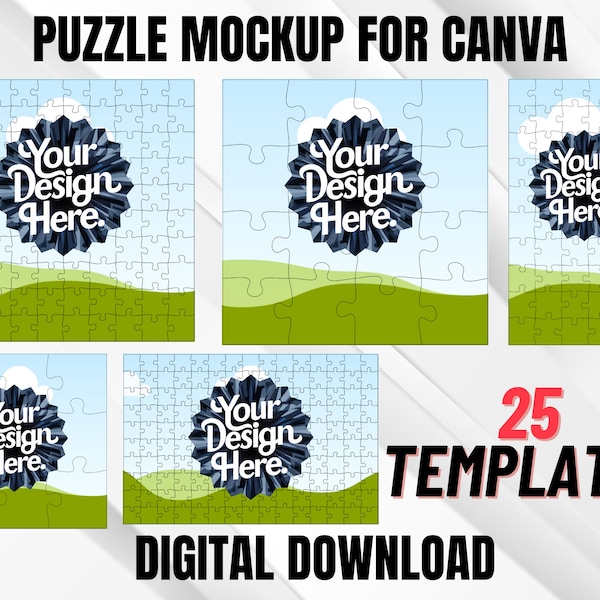 Jigsaw Puzzle Mockup for Canva, Canva Frame Mockup, Canva Jigsaw Puzzle Template, Custom Puzzle, Create Your Own Puzzle