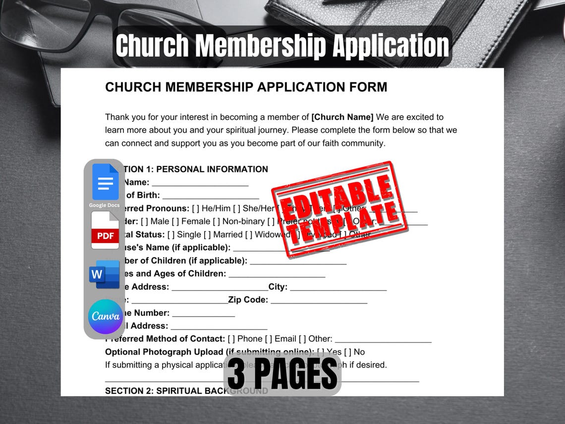 Church Membership Application Form Template | Comprehensive and ...