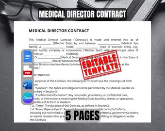 Medical Director Contract Template | Editable Spa Medical Director Agreement