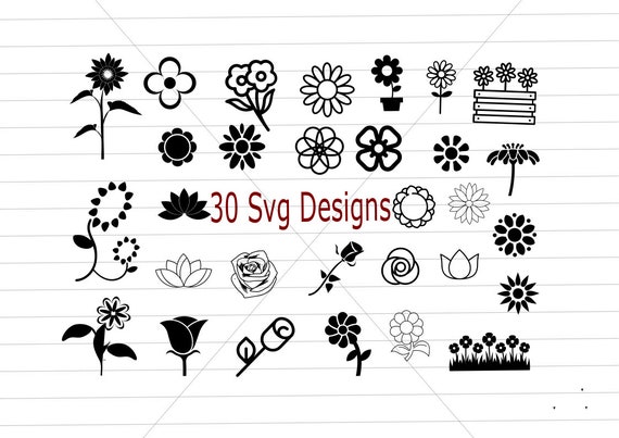 Flower Svg 30 Svg Flower Clip Art Sunflower Svg Daisy Etsy