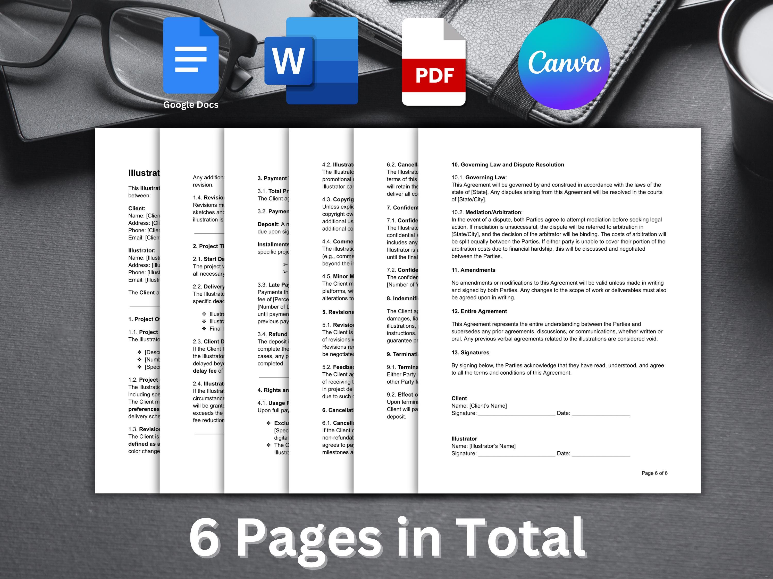 Editable Illustration Contract Template | Professional Agreement for ...