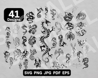 Drachen-Svg-Bundle, Drachen-Svg, Drachen-Schnittdatei, Drachenkopf, Drachen-Clipart, Tier-Svg, Drachen-Silhouette, Drachentattoo-Svg