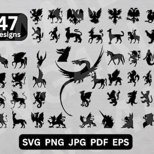 Heraldisch SVG, Emblem SVG, Heraldische Cricut, Heraldische Clipart, Heraldische Vektor, heraldische Tier Silhouette, Heraldik svg, Insigna svg, Ensign