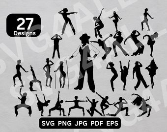 Jazz Dancer Silhouette SVG, Clipart Vector (Digital Download)