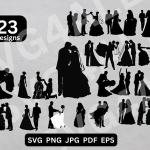 Married couple svg, Wedding Bundle Svg, Couple PNG, Couple Clipart, Mariage Cut File, couple Cricut, couple Silhouette, wedding illustration