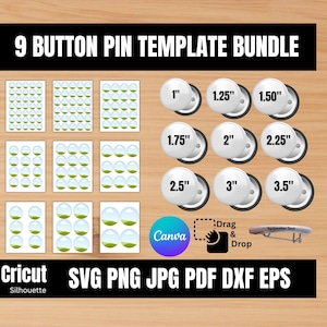 Button Pin Template BUNDLE, Button Pin svg, Button Pin Blank, Sublimation Button Pin Template, Badge Circle Labels, DIY, PNG, Canva Editable