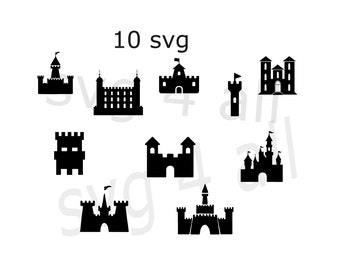 Castle bundle  svg, Castle drawing, princess castle vector, castle with flag clip art,  castle  svg, castle cutting file, princess life