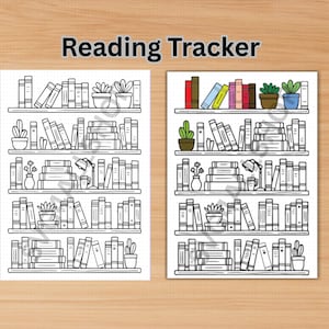 Bookshelf Reading Tracker Printable | Book Reading Tracker | Book Reading Log | Reading Tracker Printable | Reading Tracker Journal