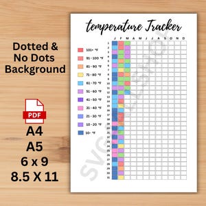 Temperature Tracker Printable - Temperature Tracker Log - Daily Temperature Tracker Journal - Yearly Temperature Tracker