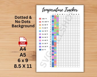 Temperature Tracker Printable - Temperature Tracker Log - Daily Temperature Tracker Journal - Yearly Temperature Tracker
