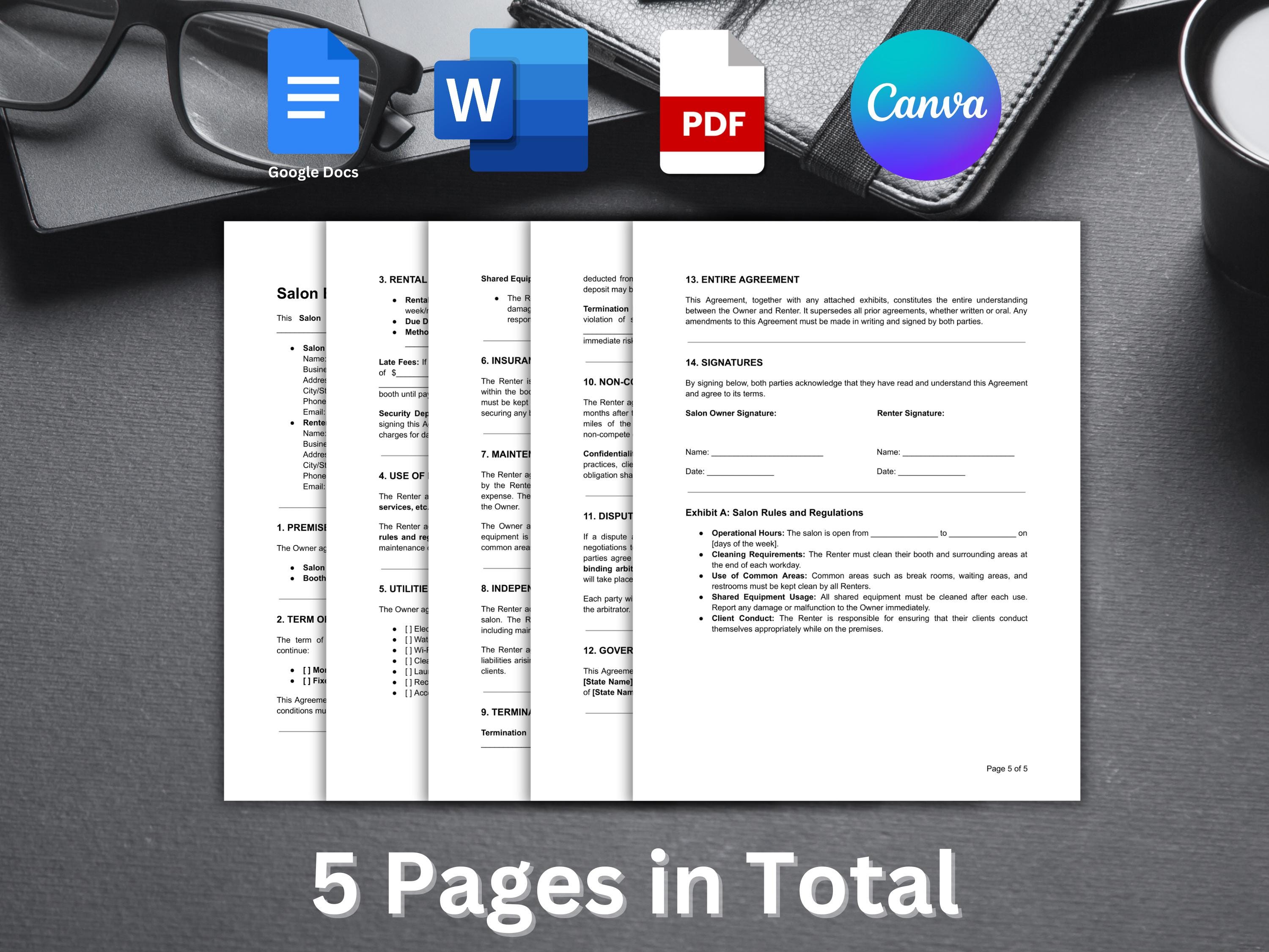 Custom Booth Rental Agreement Template Word Doc PDF CANVA | Printable ...