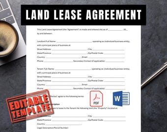 Land Lease Agreement Template Word and PDF | Land Rental Contract Template | Land Rental Agreement Template | LR Agreement