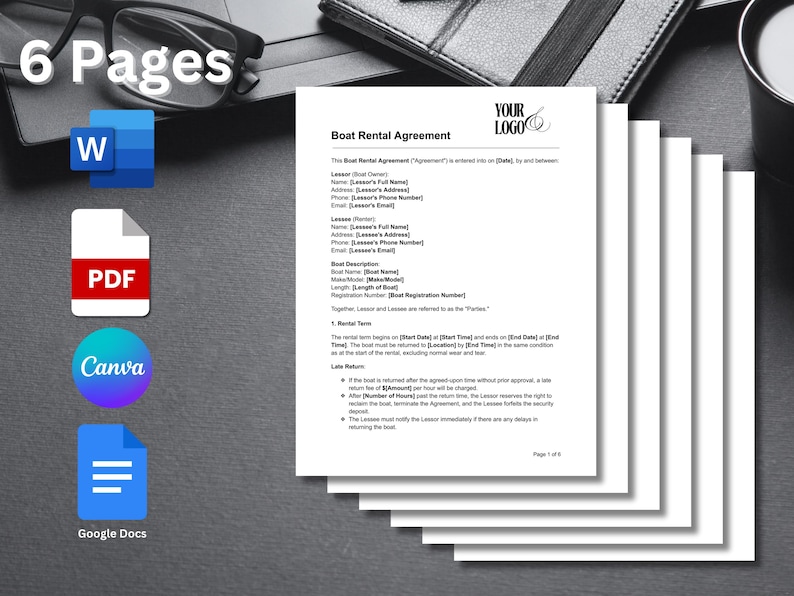Boat Rental Agreement Template | Boat Lease Template | Boat Rental ...