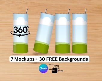 Tumblers Mockup - Canva Tumbler Mock - Tumbler Mockup for Etsy - Rotating Tumbler Mock Ups - Canva Mockup Tumbler - Rotating 3d Mockup 20 oz