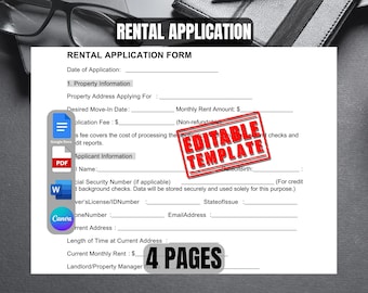 Rental Application Form Template | Tenant Screening Document | Editable Tenancy Application Form | Lease Application