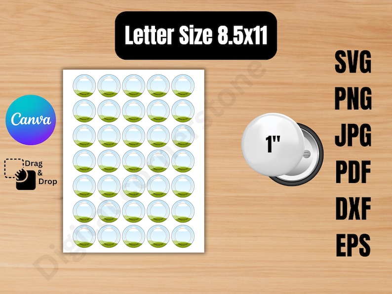 Button Pin Template Bundle Editable Canva Frame Sublimation Custom ...
