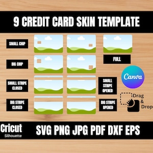 Credit Card Skin Template, Debit Card Cover Template SVG, Credit Card Sticker, Card Skin, Card Template SVG, Canva Editable Card Cover SVG