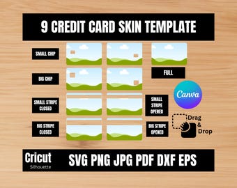 Credit Card Skin Template, Debit Card Cover Template SVG, Credit Card Sticker, Card Skin, Card Template SVG, Canva Editable Card Cover SVG