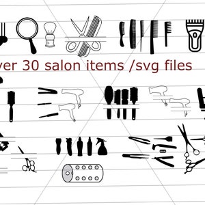 Salon silhouette, salon svg, hair roller svg, hair tool svg, hairdresser svg, barber svg, doodle svg, cut files, comb svg, salon chair