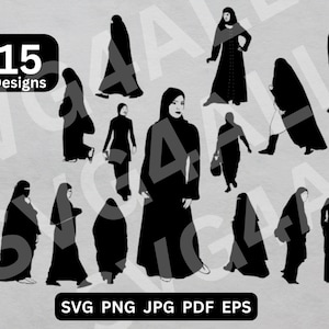 Islamic Female SVG, Muslim PNG, Muslim Bundle SVG Files, Muslim Cut File, women in hijab Clipart, Muslim Cricut, Muslim  Silhouette