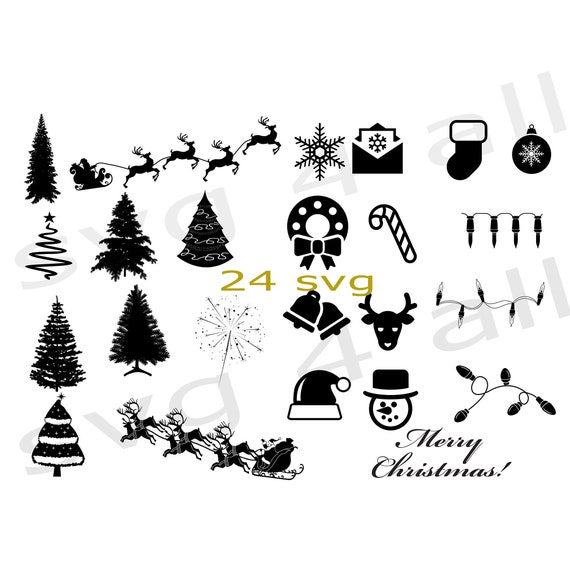 Christmas Bundle Svg Xmas Tree Svg Christmas Light Svg Etsy
