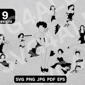 Pinups SVG, Strip Dancer SVG, Pinups cricut, Pinups Clipart, Pinups Vector, Pinups silhouet, Stripper Svg, Pinups silhouetten svg