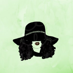 Hat svg, Girl with hat, lips svg, hair svg, curly hair, woman art, Beauty girl, Digital file, Girl SVG, Face svg
