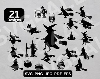 Witch svg, Witch Bundle Svg, Halloween Svg, Halloween Witch Svg, Witch Clipart, Witch Cut Files, Witches Cricut, Witch Silhouette