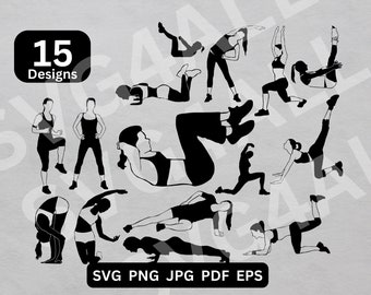 Fitness Girl svg, Fitness Girl Bundle Svg, Fitness Girl PNG, Fitness Clipart, Fitness Cut Files, Girl Cricut, Girl Silhouette, illustration