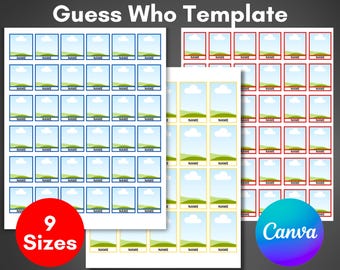 Guess Who Template Canva, Custom Guess Who, Guess Who Cards, Make Your Own Cards | Montessori Cards Editable