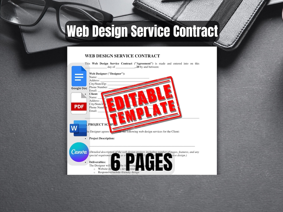 Web Design Service Contract Template Word Doc PDF CANVA | Printable ...