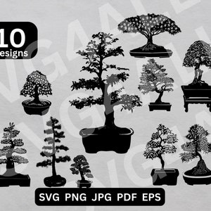 Bonsai Tree SVG, Bonsai tree Bundle Svg, Bonsai tree PNG, Bonsai Clipart, Bonsai Cut Files, Bonsai Cricut, Bonsai Silhouette, illustration