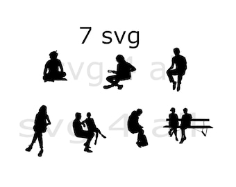 women silhouette, men silhouette, lover svg, sitting men,  sitting women , meditation svg