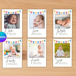 Monatliche Foto Banner Canva Vorlage | 1. Geburtstag Foto Banner Vorlage | Erster Geburtstag Foto Banner