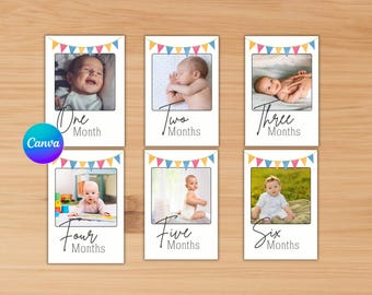 Monthly Photo Banner Canva Template | 1st Birthday Photo Banner Template | First Birthday Photo Banner