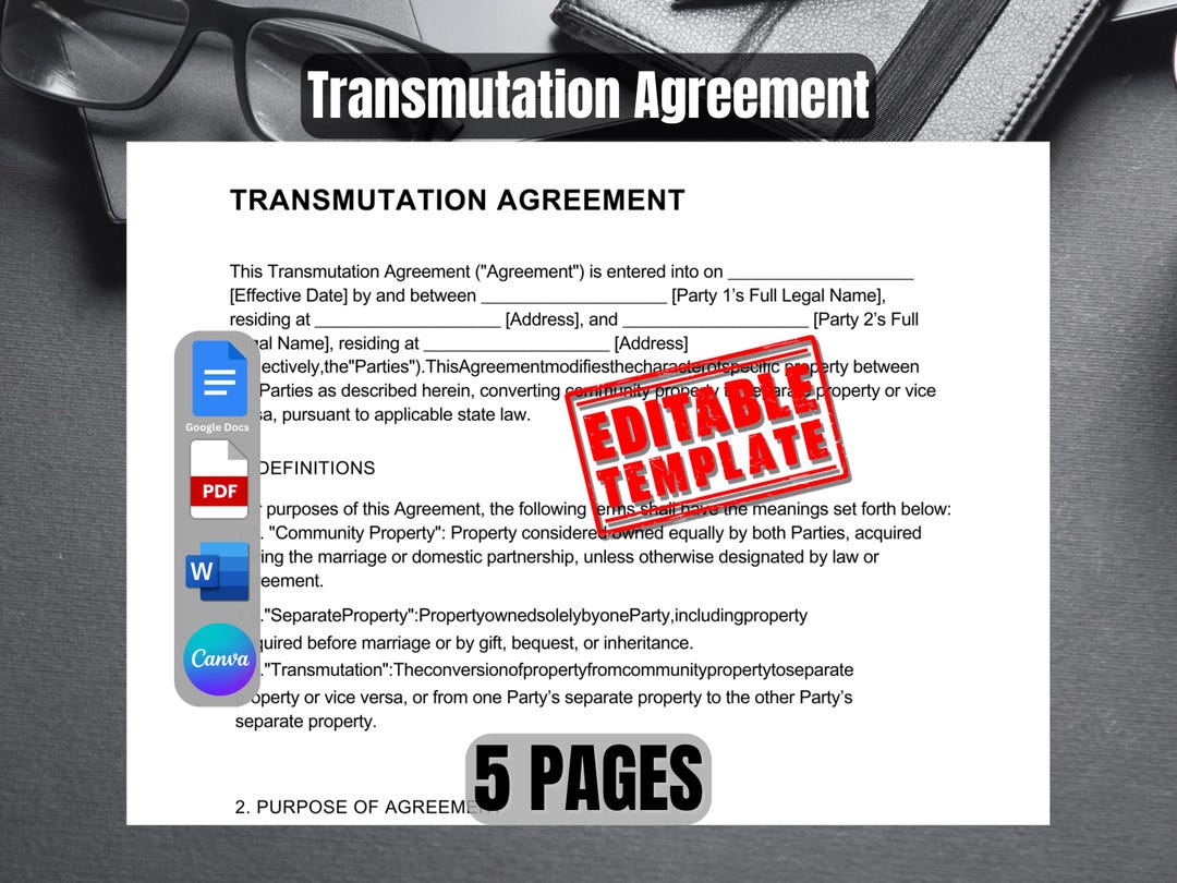 Transmutation Agreement Template Transmutation Contract Consent Transmutation Agreement Template Transmutation Contract Consent