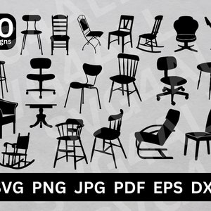 Cadeira SVG, arquivos SVG de pacote de cadeira, arquivo de corte de cadeira, clipart de cadeira, cadeira Cricut, silhueta de cadeira, cadeira de praia svg, cadeira de balanço svg, vetor