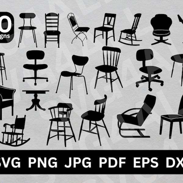 Chair SVG, Chair Bundle SVG Files, Chair Cut File, Chair Clipart, Chair Cricut, Chair Silhouette, Beach Chair svg, Rocking Chair svg, Vector