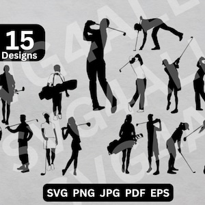 Joueur de golf SVG, Joueur de golf PNG, Fichiers SVG Bundle Golf, Fichier de coupe de golf, Clipart de golf, Cricut de golf, Silhouette de golf, Golf Svg, golfeur svg