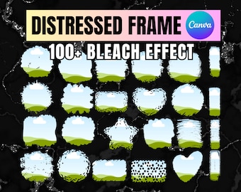 Bleach Effect Distressed Edge Canva Frames Template, Mockup for Canva, Canva Frame Mockup, Custom Canva Frame, Create Your Own Bleach Effect