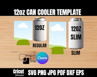 12oz Can Cooler Canva Frame Template, Can Cooler SVG, Beer Cooler Template, Blank Template for Sublimation, Bottle Cooler Template, PNG