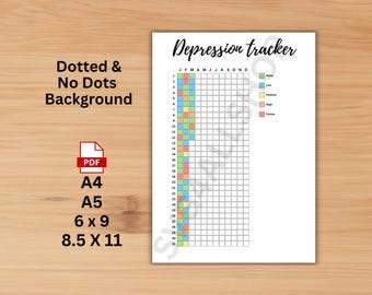 Depression Tracker Printable - Year in Pixels - Depression Tracking Log - Tracking Depression Journal - Depression Journal Pages