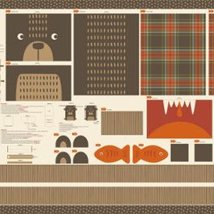 Moda Fabric 2088711 Bear Backpack- The Great Outdoors Panel image 2
