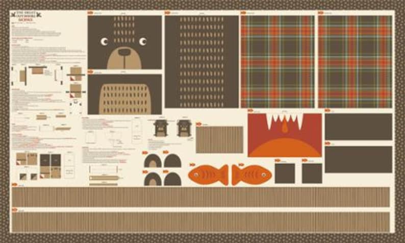 Moda Fabric 2088711 Bear Backpack- The Great Outdoors Panel image 2