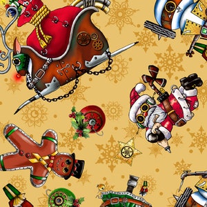 QT Fabrics-28902-S Mélange de Noël steampunk
